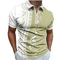 Mens 1/4 Zipper Short Sleeve Shirts Trendy Grahpic Design Tops Slim Fit Casual Stylish Muscle Summer Tee