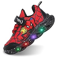 Toddler Boys Girls Light Up Shoes LED Lightweight Mesh Breathable Walking Sneakers Kids Spiderman Shoes Fashion Flashing Sneaker Athletic Running Shoe