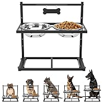 Elevated Dog Bowls for 𝐄𝐱𝐭𝐫𝐚 𝐋𝐚𝐫𝐠𝐞 Large Dogs,𝐒𝐭𝐫𝐨𝐧𝐠 Raised Dog Bowl Stand with 2000ML Stainless Steel Bowls, Adjustable Tall Dog Food Water Bowls Elevated for Large Breed