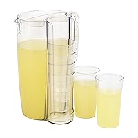 Mind Reader Pitcher and Cup Set, 6 Cups, Drink Pitcher with Lid, Glass Storage, Serving Set, 6.5