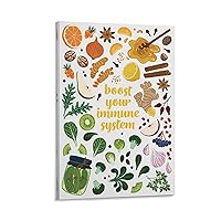 Immune System Support Nutrition Poster – Winter, Spring Kitchen Wall Art – Natural Antibiotics, Probiotics, Antioxidants – Immunological Aid For Home School Office Decor Frame 16x24inch(40x60cm)