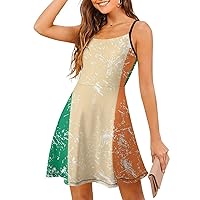 Ireland Retro Flag Women's Sling Dress Spaghetti Strap Mini Dress Sleeveless Short Dresses Casual Swing Sundress