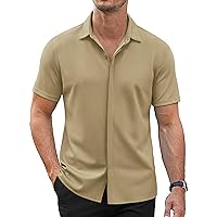 COOFANDY Mens Short Sleeve Wrinkle Free Shirt Casual Button Down Shirt Summer Dress Shirt