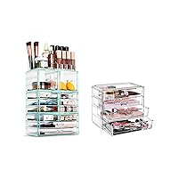 Sorbus Beauty 12 Drawer Makeup Tower and 4 Drawer Makeup Organizer Set - Includes Two Beauty Organizers - Makes a Great Gift