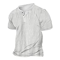 Mens Short Sleeve Button Down Shirts Summer Plus Size V Neck Plain Casual Men's T-Shirts Basic Tees