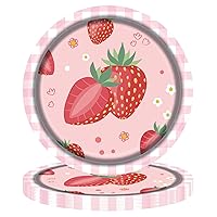 Strawberry Paper Plates,50PCS 7inch Strawberry Dessert Plates,for Appetizer,Cakes,for Birthday,Baby Shower,Summer Fruit Party,1st Party