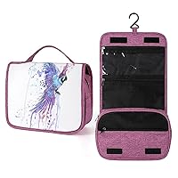 Aquarell Lila Parrot Makeup Bag Travel Toiletry Bag Waterproof Cosmetic Bag with Portable Hook Handbag