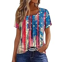 Deals of The Day 4Th of July Tops for Women Ladies USA Patriotic Tshirts Red White and Blue Shirts American Flag Graphic Tees