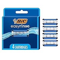 BIC EasyRinse Anti-Clogging Men's Razor Refills, Razor Cartridges With 4 Blades, 4 Count