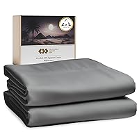 Luxury 100% Egyptian Cotton King Pillow Cases Set of 2, Pillow Cases King, Sateen Weave, Soft, Breathable & Cooling Gray Pillow Cases to fit King Size Pillows