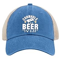 Cornhole and Beer That's Why I'm Here Hats for Mens Baseball Cap Soft Washed Ball Caps Quick Dry