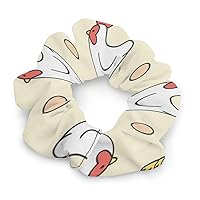 Chicken and Egg Cute Colors Elastic Hair Bands Scrunchy Ties Soft Ponytail Holder Fashion for Women No Damage