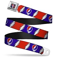 Buckle-Down Seatbelt Belt - Steal Your Face w/Lightning Bolt Repeat Red/White/Blue - 1.0