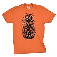 Mens Pineapple Jack-O-Lanern Tshirt Cool Halloween Party Tee for Ladies
