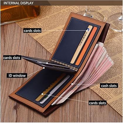 Stylish Men Bifold Wallet with RFID Blocking Slim Minimalist Front Pocket Wallet (Coffee)