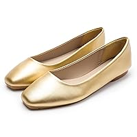 Dear Time Women's Casual Foldable Ballet Flats Square Toe Ballerina Flats Shoes Comfortable