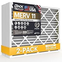 TruFilter 20x25x4 (19.5’’ x 24.5’’ x 3.63‘’ Slim Fit) MERV 11 Air Filter 2-Pack - MADE IN USA - Air Conditioner Furnace Filters HVAC AC Furnace Filters for Allergy Dust, Pet, Mold, MPR 1200 FPR 7