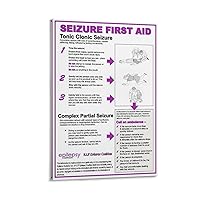 Seizure First Aid Poster Tonic Clonic Seizure Poster Canvas Painting Wall Art Poster for Bedroom Living Room Decor 20x30inch(50x75cm) Frame-style