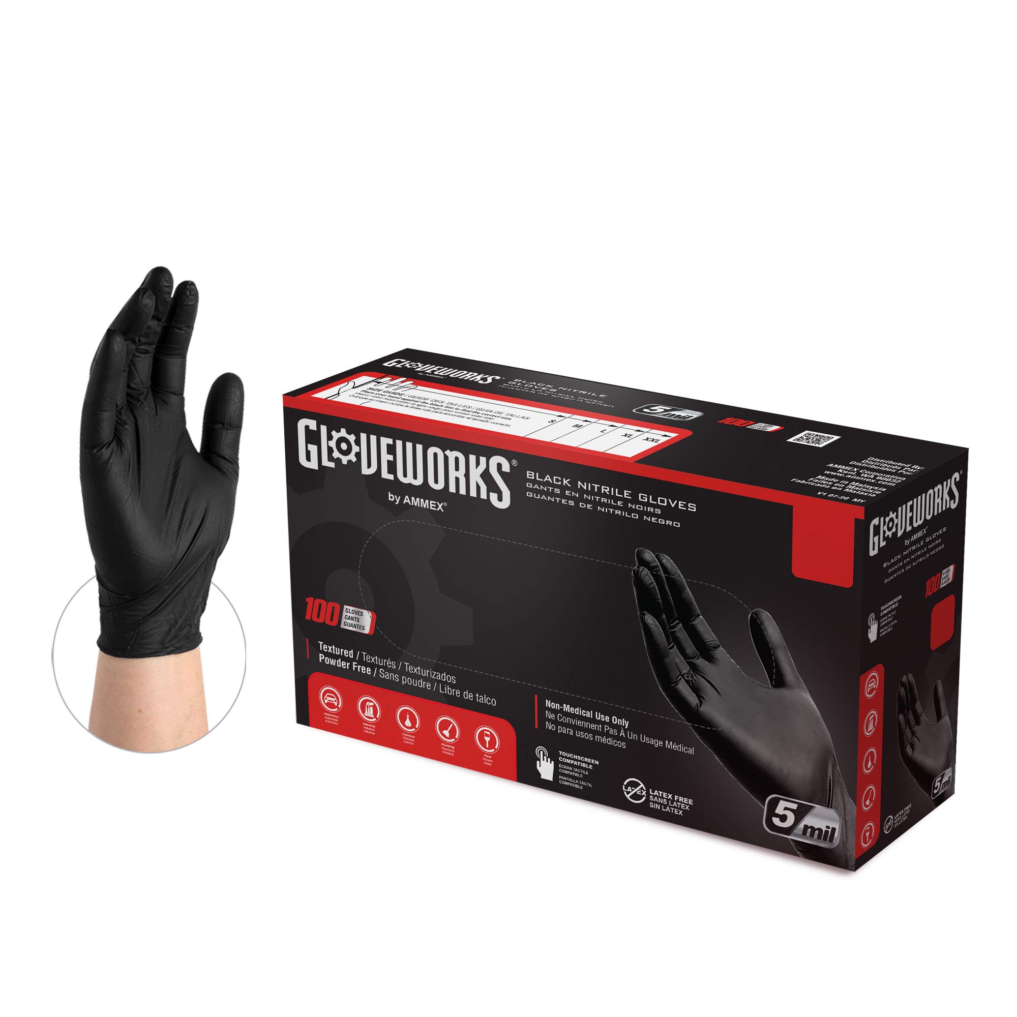 GLOVEWORKS Industrial Black Nitrile Gloves
