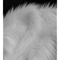 Faux Fur Piece, Square Rectangle Swatch, Luxury Shag Shaggy Fabric, DIY Craft Fur (White, 12x12 inches)