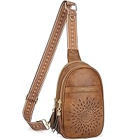 APHISON Small Sling Bag Fanny Packs Cell Phone Purse Vegan Leather Crossbody Bags for Women Chest Bag with Adjustable Strap BROWN