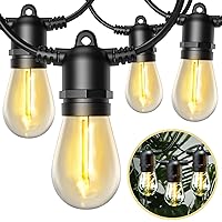 Docusvect Outdoor LED String Lights 48FT with 15 Shatterproof Edison Bulbs Heavy-Duty Decorative IP65 Waterproof Connectable Hanging Patio Lights for Garden, Bistro, Cafe, Party, Backyard Warm White