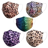 Colorful Disposable Face Masks Printed with Leopard Patterned Designs,50 Pack 3 PLY Colored Prints Safety Face Covers,mascarillas desechables,Cute Comfortable Cheetah Mask for Women,Girls,Adults