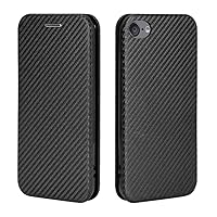 ZORSOME for iPhone iPod Touch 5 6 7 Flip Case,Carbon Fiber PU + TPU Hybrid Case Shockproof Wallet Case Cover with Strap,Kickstand Black