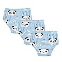 Little Girls Potty Training Must Haves Pants Kawaii Panda Bear Cute Hearts Newborns Blue 3pcs Reusable Bed Wetting