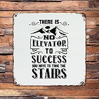 12x12in Metal Rust Retro Sign There is No Elevator to Success You Have to Take The Stairs Religious Quotes Aluminum Metal Plaque Vintage Aluminum Sign for Courtyard Garden Bar Coffee Porch Decor