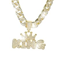 Mens Hip-hop Cuban Chain, Rhinestone Bling Pendant Necklace Diamond Chain Jewelry For Men，Men's Fashion Jewelry