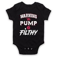Unisex-Babys' Warning This Pump is Filthy Bodybuilding Workout Slogan Baby Grow