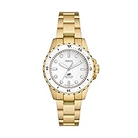 Fossil Women's Blue Dive Quartz Stainless Steel Three-Hand Watch, Color: Gold (Model: ES5350)