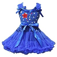 Petitebella Dress 4th of July Cutie Stars Shirt Ribbon Royal Blue Skirt Set 1-8y
