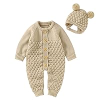 Cotton Hat Outfits Girl Jumpsuit Romper Sweater Boy Baby Knitted Set Boys Romper&Jumpsuit Pullover