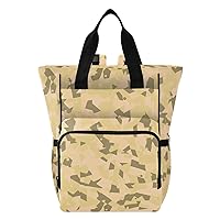 Desert Camouflage Khaki Diaper Bag Backpack for Women Men Large Capacity Baby Changing Totes with Three Pockets Multifunction Baby Essentials for Playing Shopping Travelling