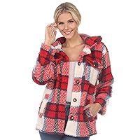 white mark Women's Plaid Shacket with Front Pockets and Button Closure