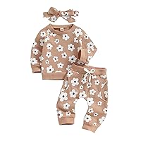 Newborn Baby Girl Clothes Set Flower Print Sweatshirts Tops Pants Bow Headband 6 12 18 24 Months Infant Fall Clothes