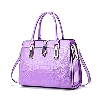 Patent Leather Purses and Handbags for Women Fashion Crocodile Print Satchel Work Commuter Large Capacity Shoulder Bag