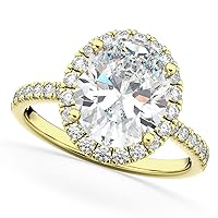 Allurez 14k Gold (3.51ct) Oval Cut Halo Diamond Engagement Ring