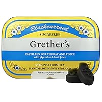 GRETHER'S Sugarfree Blackcurrant Pastilles - Natural Dry Mouth Relief - Soothing Throat & Healthy Voice - Gift for Singers - 3.75 oz. 1 Pack