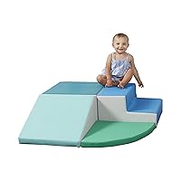 SoftScape Toddler Playtime Corner Climber, Indoor Active Play Structure for Toddlers and Kids, Safe Soft Foam for Crawling and Sliding (4-Piece Set) - Contemporary/Green, 11619-CTGN