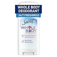 Secret Whole Body Deodorant Stick for Women, Unscented, Aluminum Free Deoderant Stick, 72 HR Odor Protection, 2.4 oz