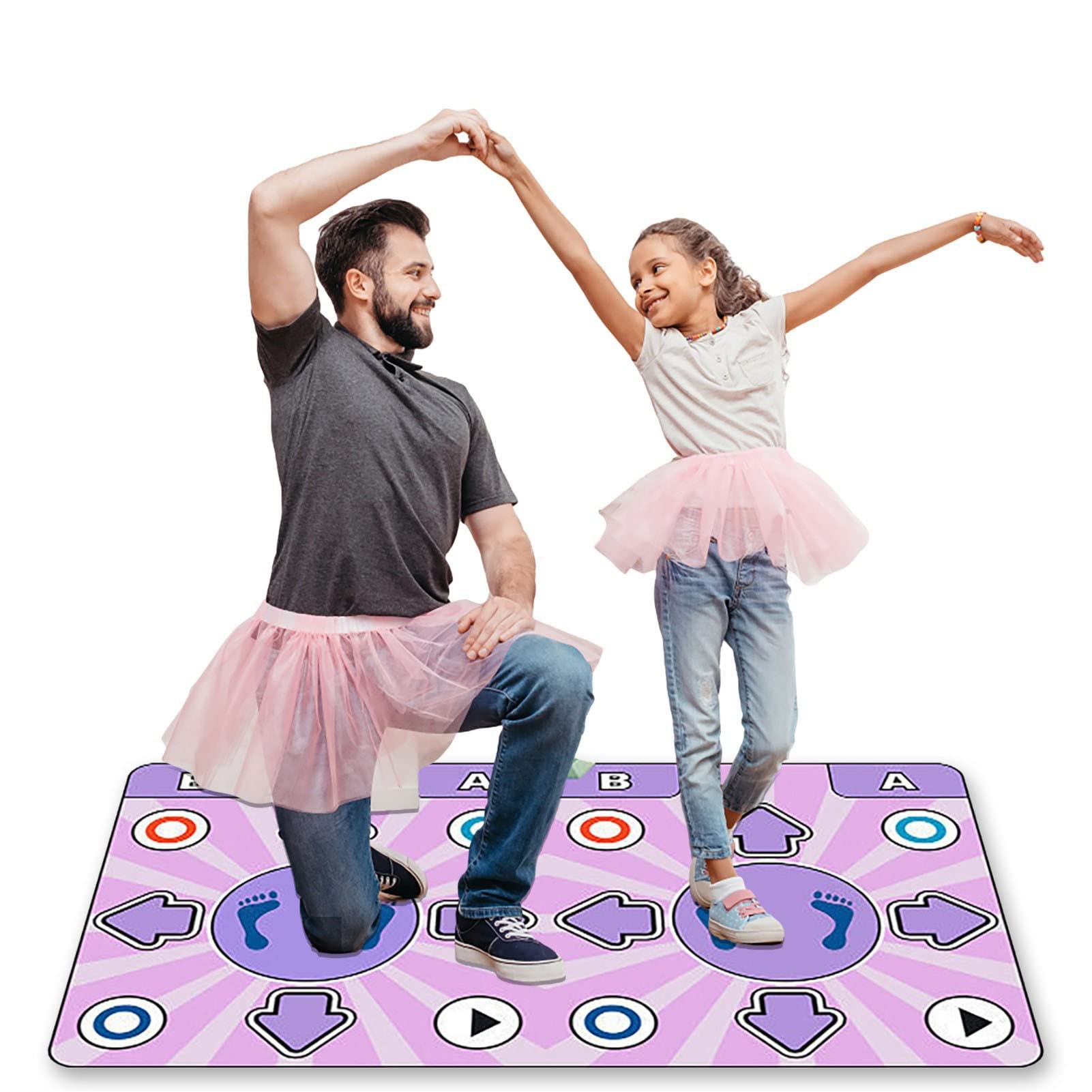 Double User Dance Mat, Musical Electronic Dance Mats, Non Slip Dance Step Pad Dance Floor Mat Yoga Game Blanket with Wireless Handle for Kids and Adults, Boys & Girls