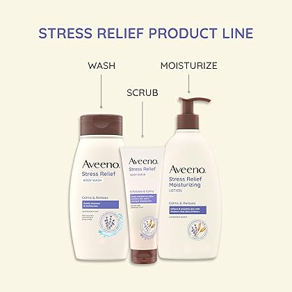 Aveeno Stress Relief Moisturizing Body Lotion with Lavender Scent, Natural Oatmeal to Calm & Relax, Non-Greasy Daily Stress Relief Lotion, 18 fl. oz