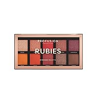 Profusion Cosmetics 10 Shade Eyeshadow Palette, High Pigmented Multi-Finish Colors, Vegan & Cruelty-Free, Create Stunning Looks On-the-Go - Travel-Friendly & Versatile Makeup, RUBIES