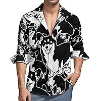Men's Long Sleeve Shirt Button Down Casual Shirts for Beach Office Travel XL