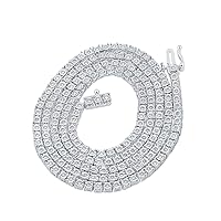 10K White Gold Mens Diamond Single Row Stylish Link Chain Necklace 1-1/3 Ctw.