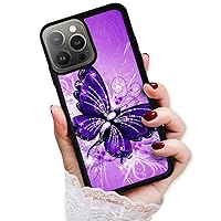 for iPhone 14 Pro, Durable Protective Soft Back Case Phone Cover, HOT12122 Purple Butterfly