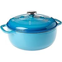6 Quart Enameled Cast Iron Dutch Oven with Lid – Dual Handles – Oven Safe up to 500° F or on Stovetop - Use to Marinate, Cook, Bake, Refrigerate and Serve – Cornflower Blue
